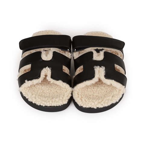 hermes chypre shearling sandals|Hermes chypre sandals black.